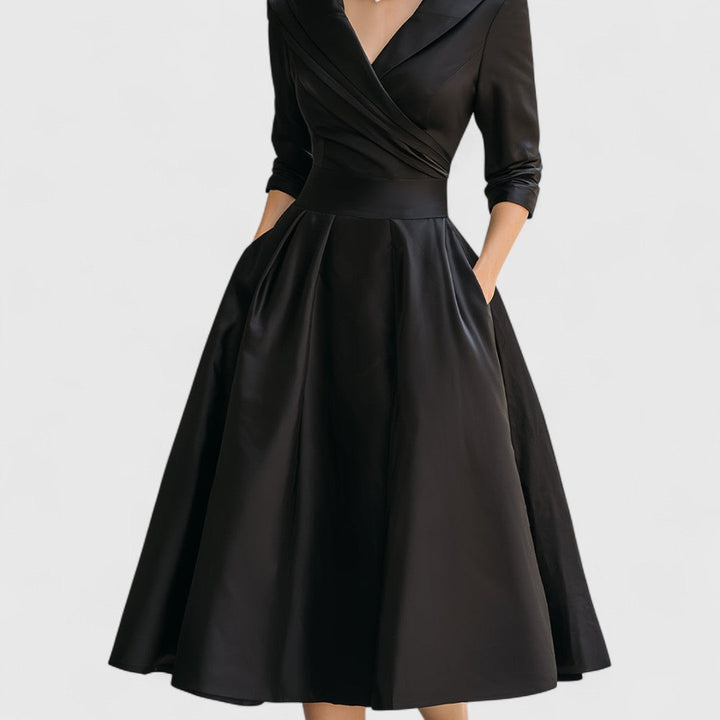 Rosalie | Elegancka midi sukienka z delikatnym połyskiem