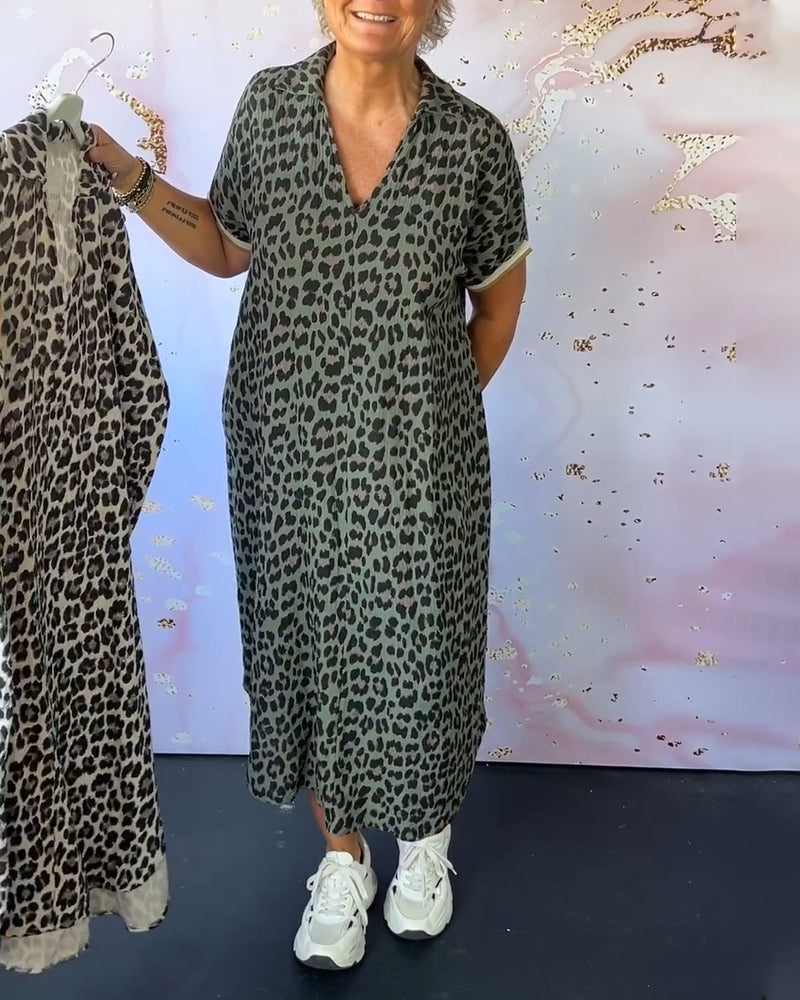 Wiesława – Elegancka sukienka w leoparda