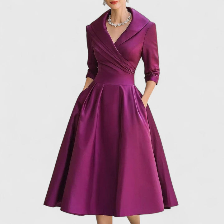 Rosalie | Elegancka midi sukienka z delikatnym połyskiem