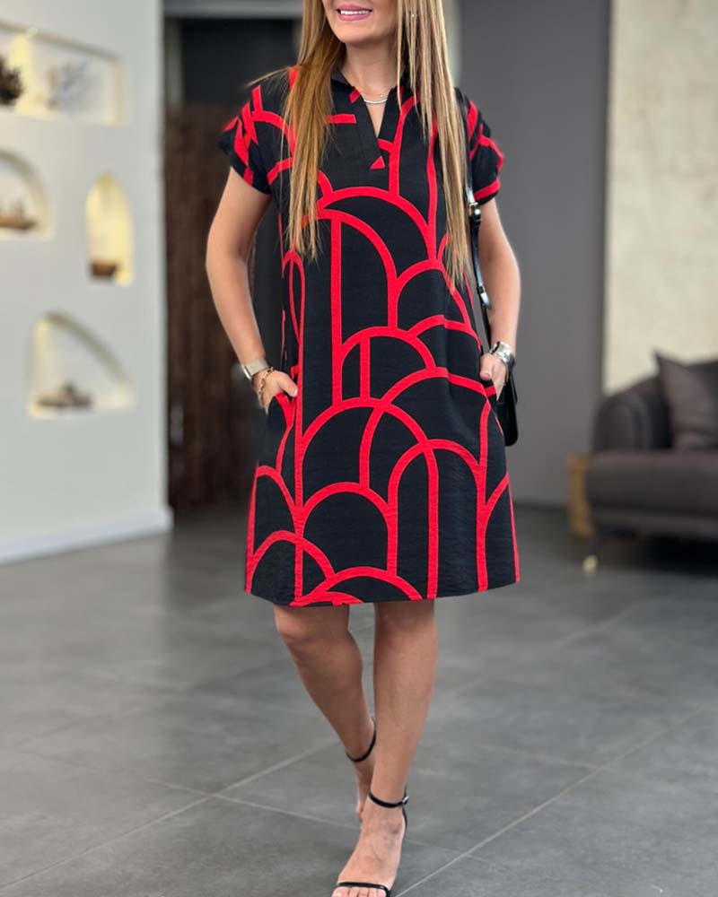 Sybilla – Elegancka midi sukienka z klapami i krótkimi rękawami