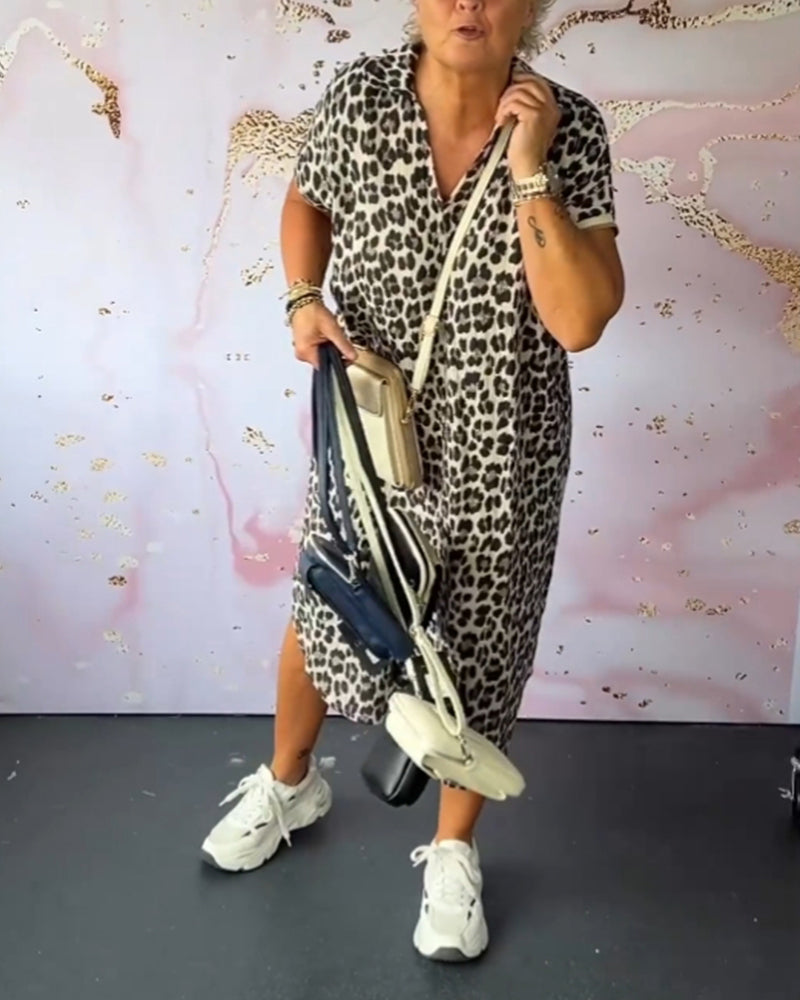 Wiesława – Elegancka sukienka w leoparda