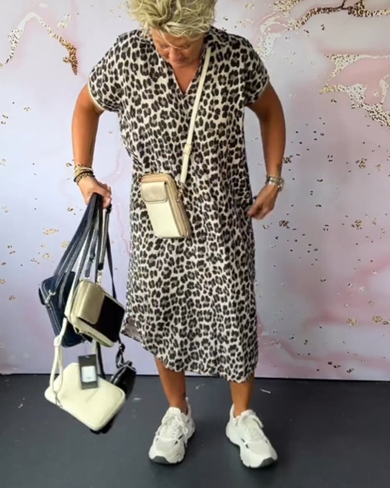 Wiesława – Elegancka sukienka w leoparda