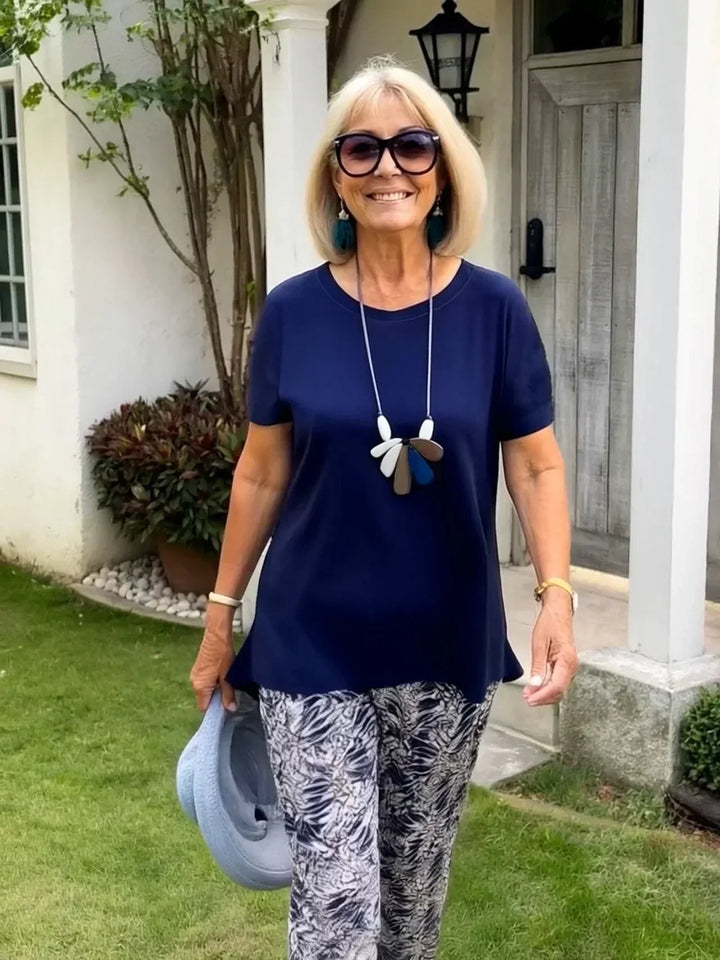 Żaneta – Elegancki zestaw z dopasowaną górą i luźnymi spodniami