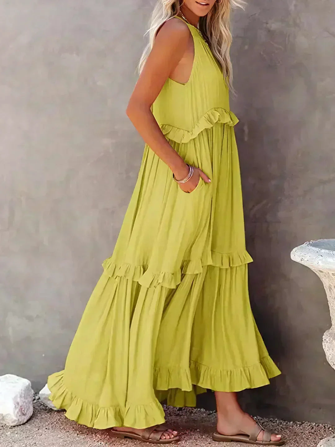 Sarah | Sukienka Maxi Volant Halter (Prawie wyprzedana)