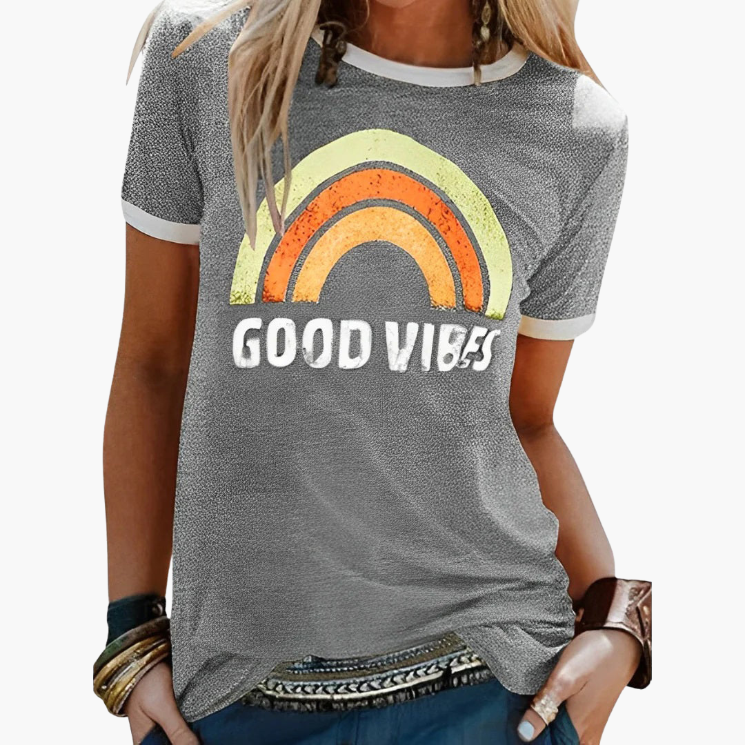 Damski T-shirt okrągły dekolt krótki rękaw grafika casual lato