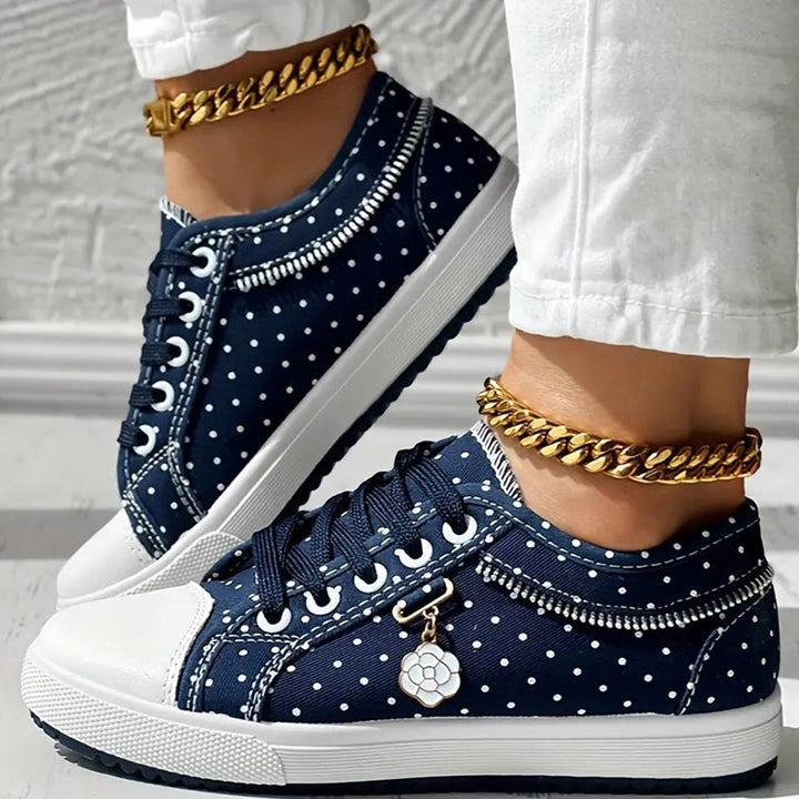 Mielle - Kropkowane Sportowe Buty z Koronką
